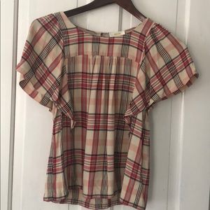 Maeve by Anthropologie Plaid Top
